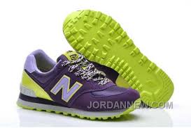 New Balance 574 Womens Grade School Purple Grey Neon Green Top Deals