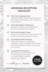 Wedding Reception Checklist Free Printable List