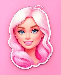 smiling barbie doll sticker