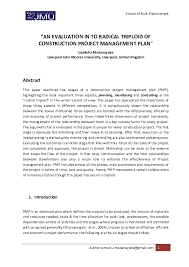 An Evaluation In To Radical Triploid Of Construction Project
