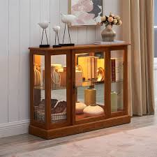 Gracious Lighted Glass Curio Cabinet