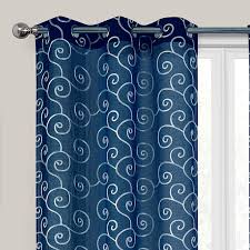 2 Pack Navy Blue Embroidered Scroll