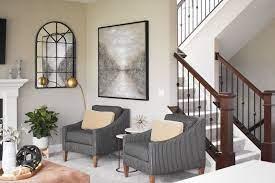 color furniture matches gray flooring