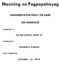 argumentative essay on same sex marriage 