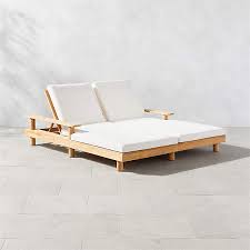 Teak Outdoor Double Chaise Lounge