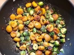 crispy gnocchi with brussels sprouts
