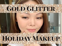 gold glitter holiday makeup tutorial