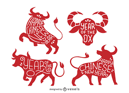 If you have chinese friends or relatives and you're missing them, it's your chance to let them know that they are missed during this important event. Ox Lettering Chinese New Year Set Vector Download