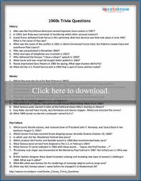 Trivia night at home useless trivia knowledge quiz 017. 60s Printable Trivia Questions And Answers Lovetoknow