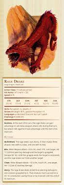 There are 12 main classes to choose from when creating your character. Rage Drake Large Dragon Chaotic Evil Armor Class 17 Natural Armor Hit Points 147 14d10 Dungeons And Dragons Homebrew Home Brewing Dungeons And Dragons 5e
