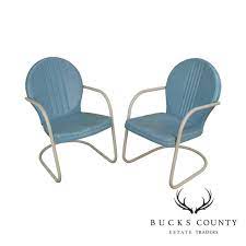 Vintage Pair Metal Patio Lawn Chairs