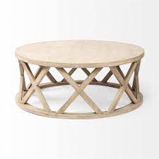 Maklaine Round Solid Wood Coffee Table