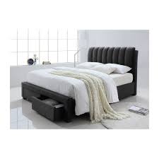 Rangez autour de votre lit ikea. Lit 160 X 200 Cm Design Avec Rangement En Simili Cuir Coloris Noir Et Tete Rembourre