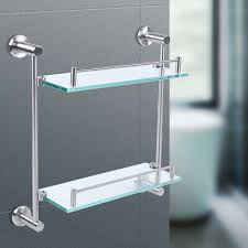 2 Layers Glass Bathroom Shelf Glass
