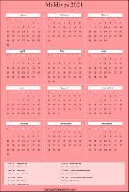 Major 2021 daily holiday calendar. Printable Maldives Calendar 2021 With Holidays Public Holidays