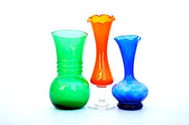 Cobalt Glass Vases Vintage Colored