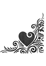 Heart And Scrolls Corner Design Stencil