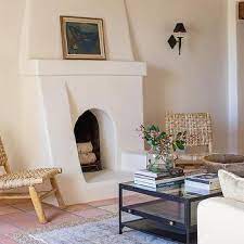 White Plaster Fireplace Design Ideas