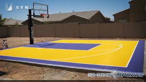 The whimsical court was meant to be fun for the kids to play on, joyful, vibrant, and positive, cooper said in a phone. Residential Home Bball Basketball Court Lakers Purple And Gold Design Synlawn Of Canada