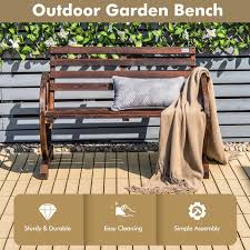 Outdoor Wooden Wagon Wheel Garden Bench