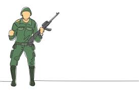 line drawing solr stands with weapon