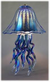 Blown Glass Jellyfish Table Lamp Cobalt