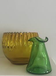 glass vase miniature hand blown fluted