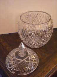 Diamond Cut Glass Punch Bowl With