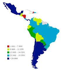 Latin america is a group of countries and dependencies in the western hemisphere where romance languages such as spanish, portuguese, and french are predominantly spoken. List Of Latin American And Caribbean Countries By Gdp Ppp Wikipedia