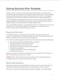 Free Startup Business Plan Template