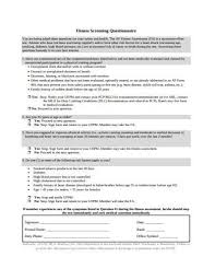 10 fitness screening questionnaire