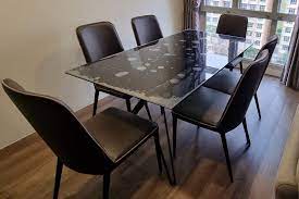 Glass Dining Table Set With 6 Chairs