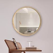 Chic Round Oak Framed Mirror Large