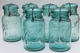 Bail Lid Blue Glass Ball Jars