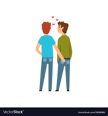 Gay couple lgbt men in love back view cartoon Vector Image