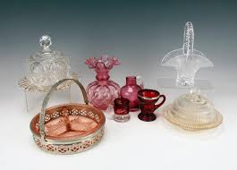 Pink Red Depression Glass And Crystal