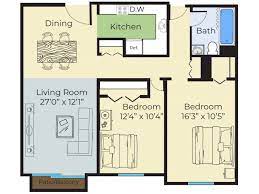 2 Bedroom Deluxe 2 Bed 1 Bath Floor