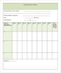 Monthly Schedule Template 11 Free Sample Example Format Download
