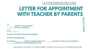 letter for appointment with teacher by