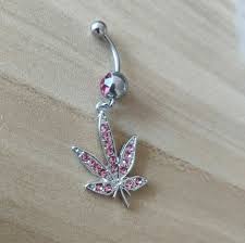 pot leaf cz weed dangle belly