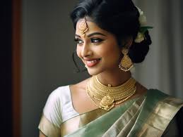 green saree and confident radiant smile