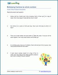 Using a calculator to add and subtract fractions, this instructional activity explores the identification of keywords in problems. 4th Grade Word Problem Worksheets Printable K5 Learning