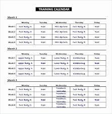 Training Calendar Template 6 Week Plan