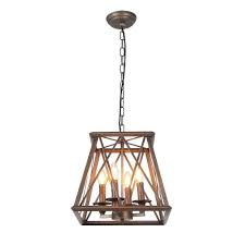 Shop Vintage Industrial Edison Hanging Light Trapezoid Bronze Candle Pendant Lamp Light Wood Rustic Overstock 24127094