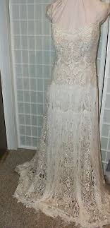 Nwt Lillian West 6495 Boho Nude Creme Lace Bridal Gown Size 14 Wedding Dress Ebay