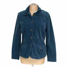 Lands End Womens Jacket Size M Blue Navy Americana Girl Elastane Ebay