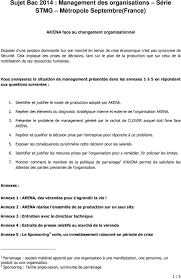 Sujet Bac 2014 : Management des organisations Série STMG Métropole  Septembre(France) - PDF Téléchargement Gratuit