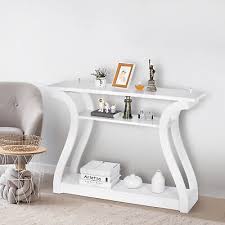 3 Tier White Console Table Entry Way