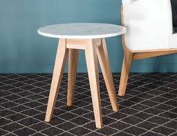 Round Marble Side Table European Oak Legs