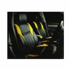 Yellow Cotton And Towel Black Seat Cover